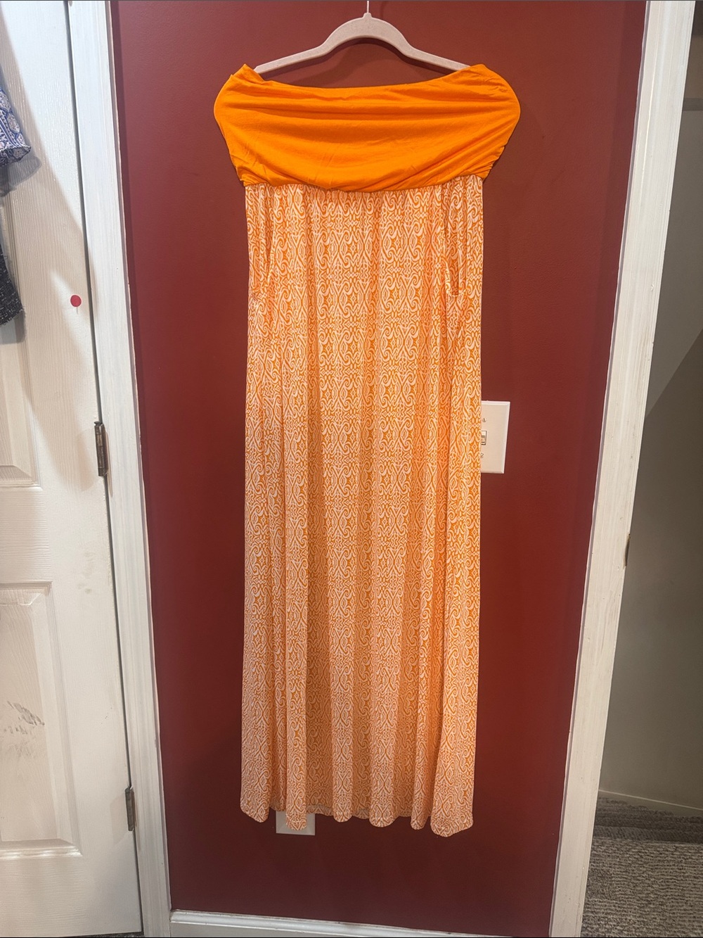Orange Strapless Maxi Dress - Women